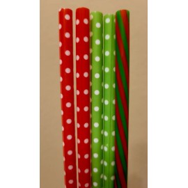 amber.orchid951 5-9" 16/20oz RED GREEN Christmas Stripe Dainty White Polka dot Xmas Print Straw