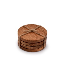 Samhita Acacia Wood Round Coasters Protection Tabletop,Countertop and Surfaces from Water Marks or Damage | Home & Office Decor | Housewarming Gift (Set of 4) (4" x 4" X 0.5")