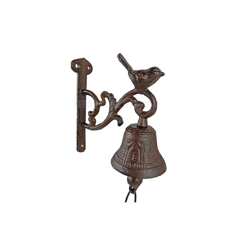 Vintage Small Bird Dinner Bell with Vines Cast Iron Antique