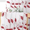 Tollpiz Burgundy Red Leaf Sheer Curtain Leaves Embroidered Bedroom Curtains