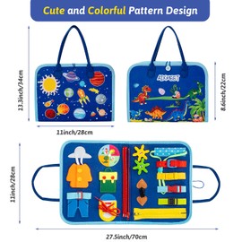 8 in 1 Busy Board, Montessori Spielzeug für ab 3 4 5 6 Jahre Kleinkinder Baby Activity Board Quiet Book Autismus Educational Reise Spielzeug Vorschule Learning Count Basis Leben Sensory Board (Blau)