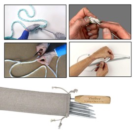 Rope Splicing Tool Kit, 5 Aluminum Fids Set with Pusher, 1/4 to 1/2 inch Sizes