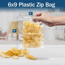 Plastic Zip Bags, 2 Mil - 100 6x9 Medium Clear Bags - Zip Top for Jewelry, Food, Crafts, Small Parts, and More