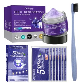 Teeth Whitening Powder, with Teeth Whitening Bleaching Strips, Teeth Repair Mineral Powder, Effective in Protecting Gums and Freshens Breath, Cosmetic Teeth Cleaning