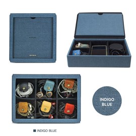 MITER Carrying Case for FiiO iBasso Sony Shanling HiBy Cayin Astell&Kern Questyle, Handmade Acrylic Window Hard Storage Box for IEM Earphones + Audio Player (Indigo Blue-Acrylic 6 Earphones Case)