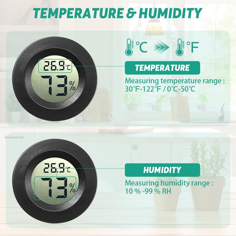 Riisoyu Pack of 3 Hygrometer Thermometer, LCD Monitor, Indoor Humidity