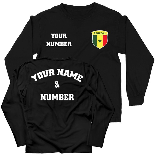 lepni.me Enfants T Shirt Sénégal Football Maillot Votre Nom et Numéro | Insigne de Drapeau Personnalisé Sénégalaise | Coupe du Monde 2022 (5-6 Ans Noir Multicolore)