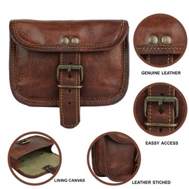 Leather Bum bag Belt Pouch Purse Vintage Leisure Weekend Practical Party Festival Handmade Brown Small Unisex Messenger Bag For Workout Running Travelling Men Women