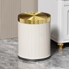 LEASYLIFE 15L/4Gal White Gold Bathroom Trash Can,Bathroom Garbage can with
