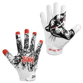 Zack Sports Football Gloves for Youth and Adults - Super Sticky Silicone Grip Football Receiver Gloves for Men and Women | Lightweight, Breathable & Durable (White, Adult-Large)