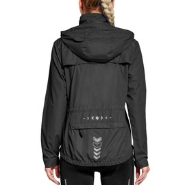 FitsT4 Women's Cycling Running Jackets Lightweight Windproof Bike Windbreaker Reflective with Hood Black Size S