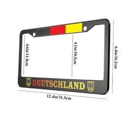oFloral Deutschland Aluminum Alloy License Plate Frame German Flag Black Yellow Red The Coat of Arms of Weimar Republic Applicable to US Standard Car Metal Front Car Tag Frame Holder(1 Pack)