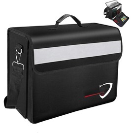 Fireproof Document Bag with Multiple Pockets 5200°F Large (17"x12.5"x7.2") File Organizer Waterproof Important Holder Home Office Portable Filing Storage for Valuables - Style: 17x12.5x7.2”+Silver Reflective Strip