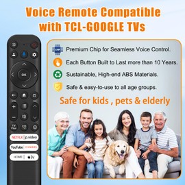 Voice Remote Replacement for TCL Google TV,RC813 Remote Control Compatible with TCL QM8/QM7/Q7/Q6/Q5/S5/S4/S3 Series Android Smart TV