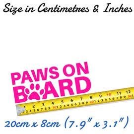 Paws On Board Pet Funny Car Sticker - Waterproof Decal - Long Lasting - Dog & Cat Gifts for Cars, Vans, Caravans, Motorhomes (Pink)