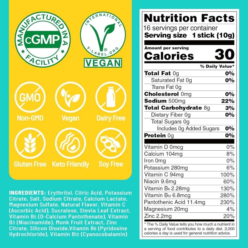 Unbranded Venture Pal Vitamin Electrolyte Hydration Drink Mix, Sugar Free,