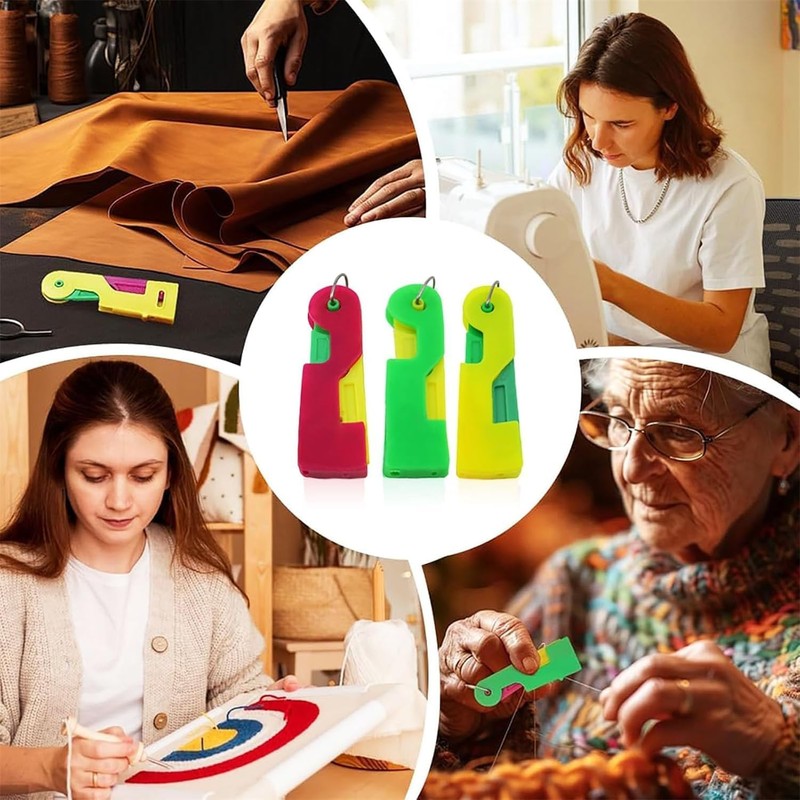 5 Pcs Automatic Needle Threader, Plastic Sewing Machine Needle Threader,