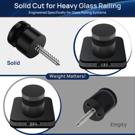 10 Pack Solid SS316 Glass Railing Standoff 1.3 lbs 2"x2" Matte Black Glass Standoffs Mounts Standoff Nail for Balcony Stair Railing Balustrade
