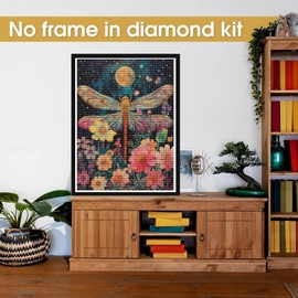 Bimkole 5D Diamond Arts Painting Kits Dragonfly Flower, Full Drill DIY Rhinestone Embroidery Set Paint with Diamonds Art Animal by Number Kits Cross Stitch Home Wall Craft Decoration (12x16Inch)