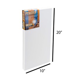 Practica Economy Stretched Cotton Canvas 20-Pack, 10x20 - Acid-Free Acrylic Primed Canvas for Acrylics, Pastels, Graphite, & More!