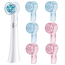 6 Pack Toothbrush Covers for Oral B iO Replacement Heads, Toothbrush Cover Caps for Oral B Pro1000 Electric Toothbrush Head，iO Toothbrush Head Cover for Travel & Home (Blue+Pink)