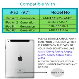 TwoStop For Apple iPad (Air 1st / Air 2nd / iPad 5th / iPad 6th) Generation Case Cover - 9.7-Inch - Auto Wake/sleep - Model No. A1474-A1475-A1476-A1566-A1567-A1822-A1823-A1893-A1954 (Emerald Green)