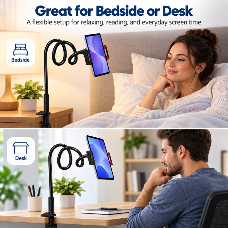 Gooseneck Phone & Tablet Stand for Hands-Free Viewing – 360°