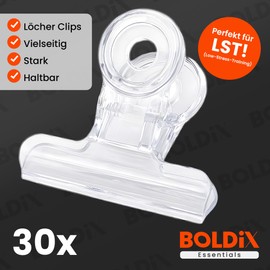 BOLDiX Hole Clips, Plastic Clips, Pack of 30, Multifunctional Clips for Grow Bags without Holes, Bags, Photos, Low Stress Training, Attachment for Plant Wire (Transparent, 30 mm, Diameter 4 mm)