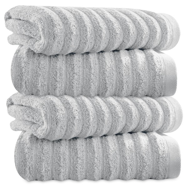 Towelogy Bamboo Face Towel Makeup Remover Facial Cleansing Wipes Super Soft Fingertip Towels for Sensitive Skin 30x30cm 4 Pack (Silver, 4)
