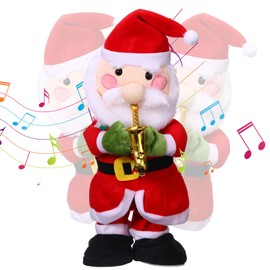 VioraWhite Singing Dancing Christmas Tree Santa Claus Musical Christmas Toys Christmas Animated Plush Interactive Toy Figures with 8 Songs and Lights, Repeat What You Say, Xmas Gift (Santa Claus)