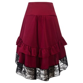 Alivila.Y Fashion Womens Steampunk Skirt Victorian High Low Dress 31706-Red-XL