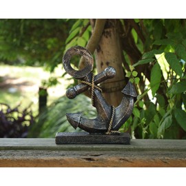 Nautical Anchor Figure Made of Resin, 21.5 cm High, Black Yellow, Maritime Decoration for Standing, Ship Anchor Model Ornament Statue Gift for Home Bar