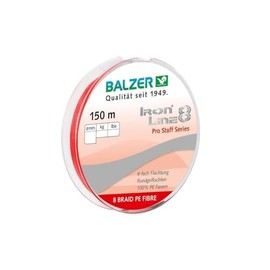 Balzer Iron Line 8 150m Spool of Braided Line Red 0.16mm/25lb