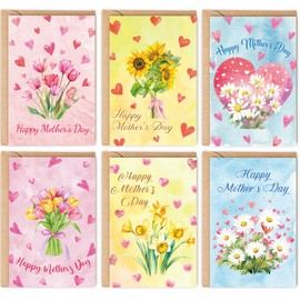 24 Pack Happy Mother's Day Cards Bulk, Floral Mothers Day Cards with Envelopes and Stickers, Great for Mom, Mother-in-Law, Stepmom, Grandma, Aunt, Godmother, Sister, Friend, Daughter, Etc - 6 x 4 In