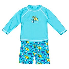 Landora®: Baby/Infant Swimwear Set, Long-sleeved, Set of 2 with UV Protection 50+ and Oeko-Tex 100 Certification, in Turquoise - 62-68