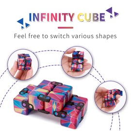 Infinity Cube Fidget Cubes Toy Mini Hand Held Fidget Stress Anxiety Relief Galaxy Purple for Adults Kids ADD ADHD Good Gift Killing Time Cool Fun Magic Puzzle Flip Not Noisy Portable Toy