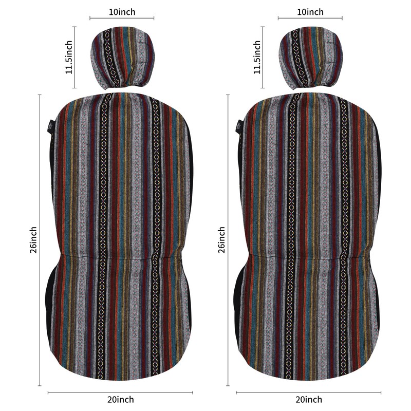 VarCozy Baja SaddleBlanketSeatCoversFullSet, Front SeatCovers and Split RearBenchSeatCoversforSedan, SUV,Truck,Universal Stripe