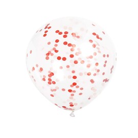 Ruby Red Confetti Clear Latex Balloons (30cm) Pack of 6 - Transparent Premium Latex, Perfect for Parties & Celebrations
