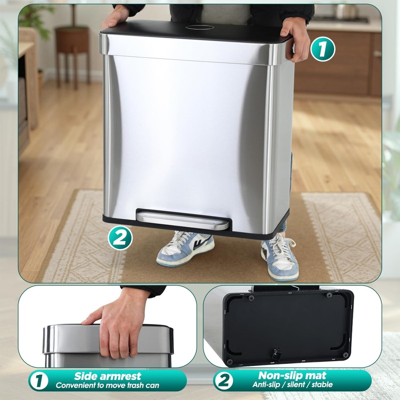 FDW 16 Gallon / 60 L Garbage Can Kitchen Trash