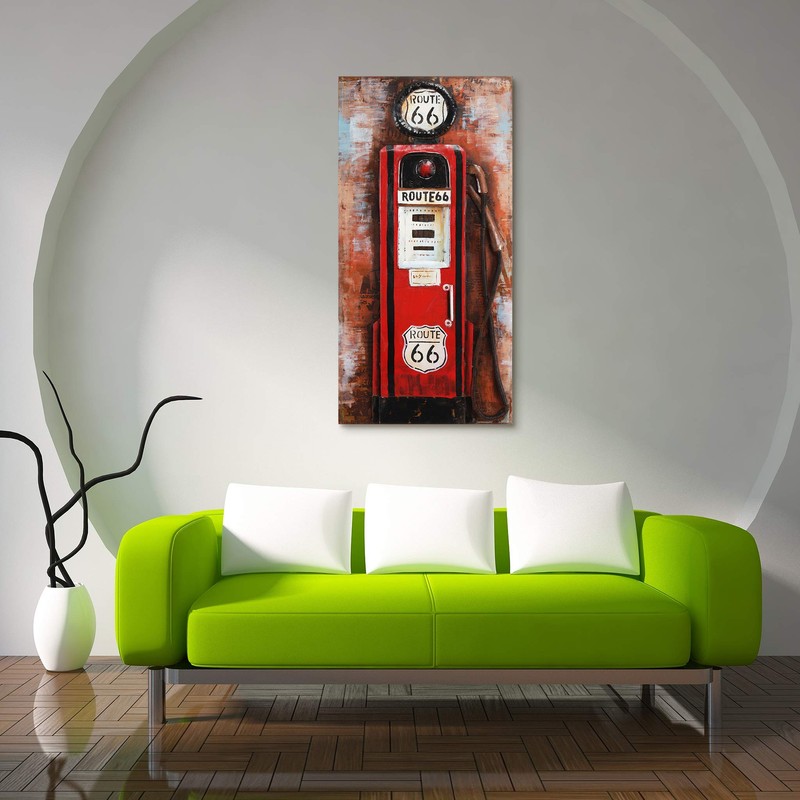 Empire Art Direct "Gas Pump" Mixed Media Hand Painted Iron