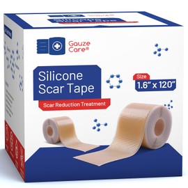 Gauze Care- Cinta de silicona para cicatrices GauzeCare – Rollo de 1,6” x 120” – Cinta de silicona profesional, reutilizable y de grado médico para cicatrices quirúrgicas, cesáreas, quemaduras, queloi