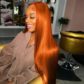 Bling Hair 180 Density Orange Ginger Body Wave 13x4 13x6 5x5 HD Lace Frontal Colored Wig Human Hair Glueless Wigs For Woman Natural Hairline - Lace: 13x6 Straight, Length: 18inch