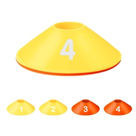 Fifizz 4 Pack Soccer Cones for Sports Training, Football, Soccer, Basketball, Coaching, Practice Equipment, 2 Yellow& 2 Orange，F001