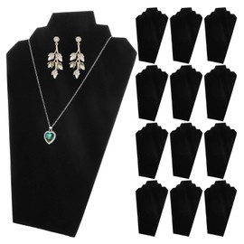 LDXDRU 12Pcs Black Velvet Necklace Display, 12.5" Jewelry Display Stand, Necklace Display Stand, Jewelry Display for Selling, Foldable Necklace Bust Easel Organizer for Selling and Shows