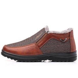 COSIDRAM Mens Winter Snow Shoes Slip on Boots Thick Warm Walking Moccasins Brown 13