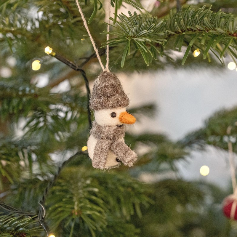 Én Gry & Sif Felt Snowman Pendants, Christmas Decoration for
