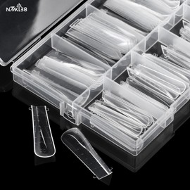 NMKL38 Diy 140PCS Clear Dual Nail Forms Full Cover Nail Mold Tips Arched Almond Acrylic Nail Extension Tools for Poly Gel Nail Art Salon