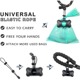 Dog Poop Pickup Bags Holder Dispenser with Standard-Sized Leak-Proof Scented Doggy Waste Bags and Carabiner with Safety Lock&Fastener Never Loose on Leash Lead Again (1 Holder 195 Bags, Black)