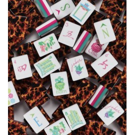 US Warehouse Stock,Large Print American Mahjong Set for Seniors, Easy-to-Read 160 Tiles with Pushers,American Mahjong SetColor: Wood grain
