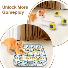 Baeruuss Interactive Cat Toys for Indoor Cats Cat Gifts Sea Urchin Smart Bounce Ball Fast Rolling with Light Automatic Moving Cat Toy Hide and Seek Game in Square Pouch for Cat for Cat